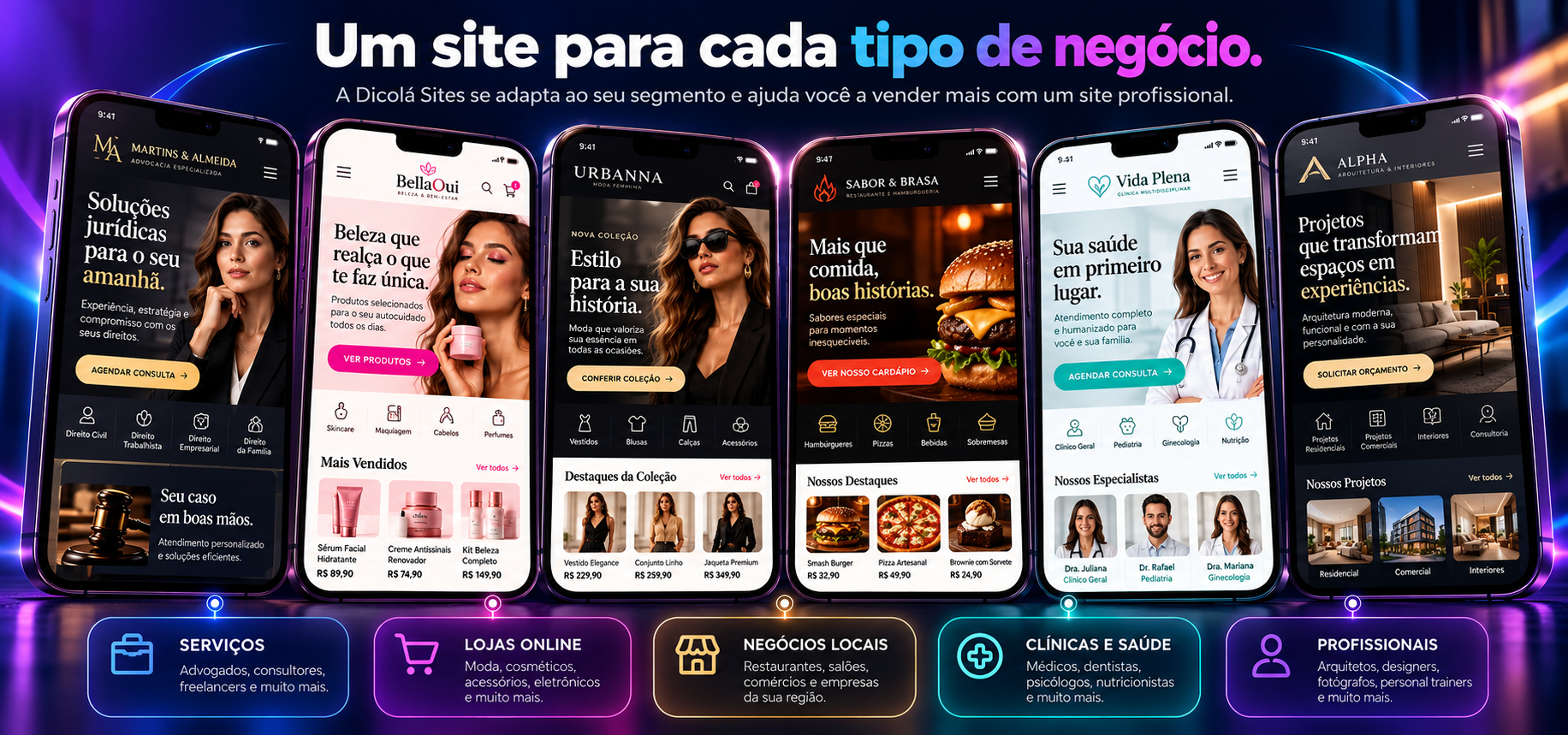 Dicolá Sites: exemplos de sites para serviços, lojas online, negócios locais, clínicas e profissionais